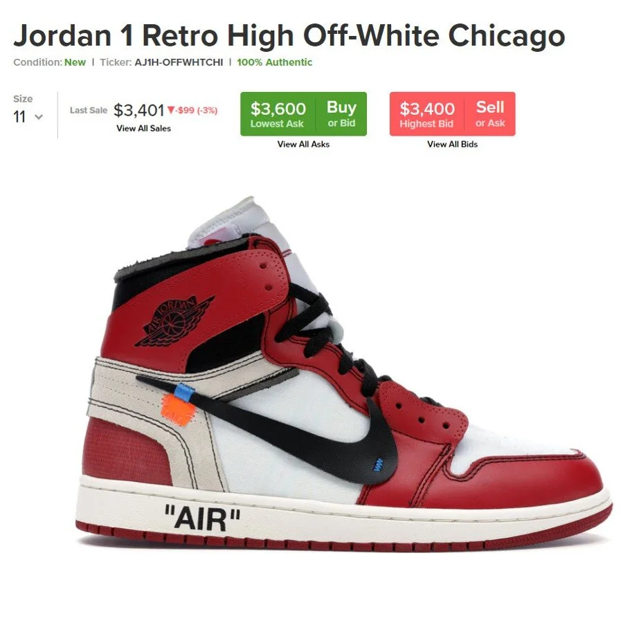 jordan 1 chicago x off white price