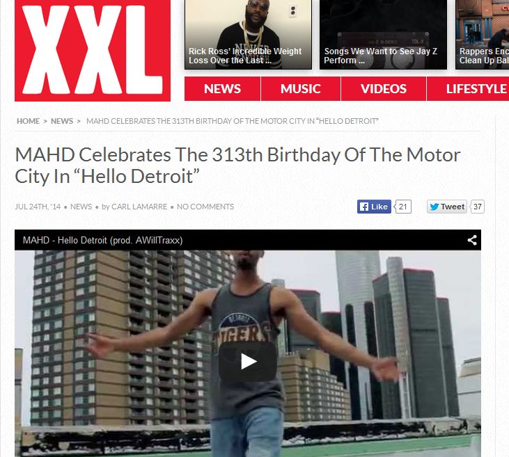 XXL Features MAHD's Music Video, Celebrating Detroit's 313th Birthday