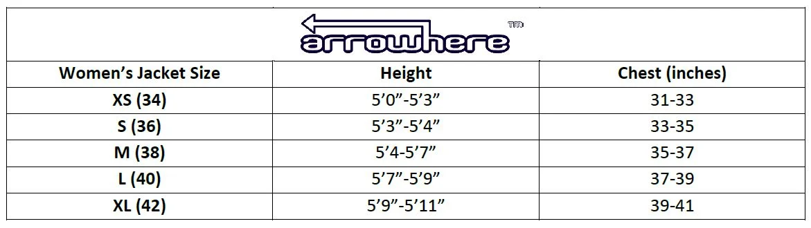 ArroWhere Women's Jacket Sizing Chart.JPG