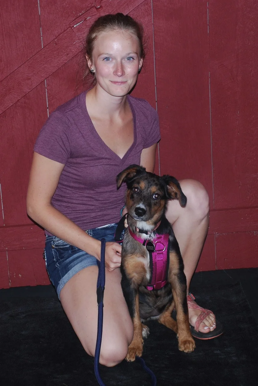 Chelsie with Daija "She helped Daija and myself work at a way to greet new dogs with less barking. This has decreased frustration for me and allowed for my pup to meet new dogs. I recommend Sue for training help!"