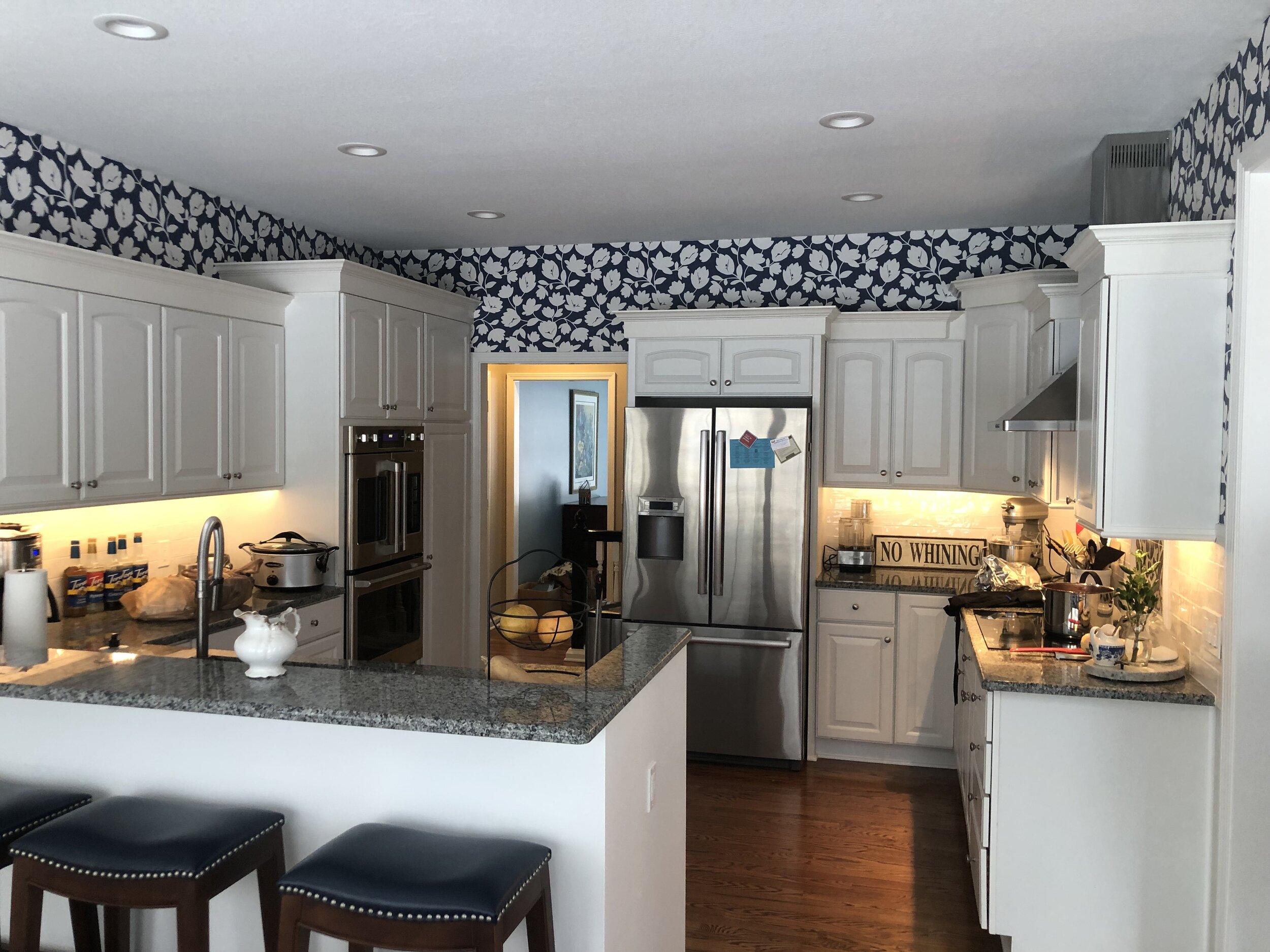Kitchen painting and wallpaper installation. Maumee, OH