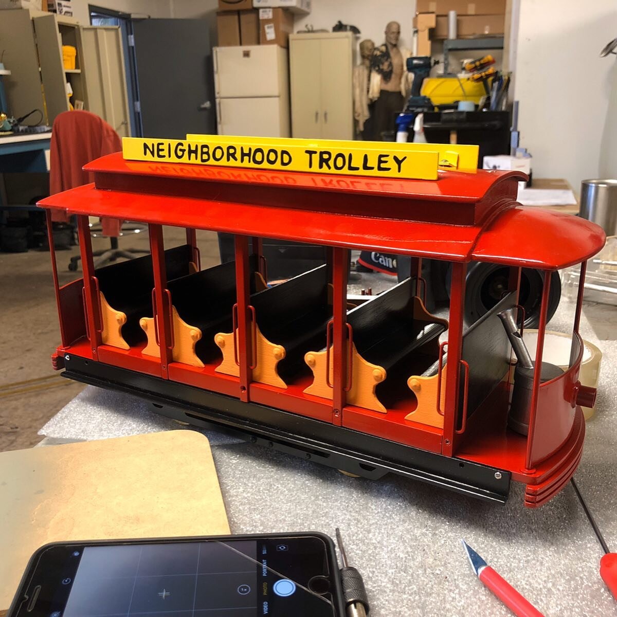 As a Pittsburgh based company, we  are big fans of Mr. Rodgers.  Which is why we were thrilled to be asked to build a working trolley for the @abeautifuldaymovie  We also built the brass trolley tracks and the Land of Make Believe miniatures.  #mrrog