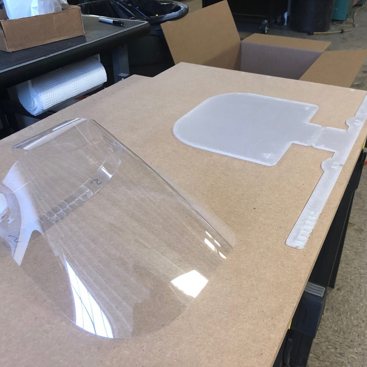 In the last week we have teamed up with @protohaven, @ppeconnectpgh and other partners to produce face shields for those in need.  We are happy to use our capabilities to chip in!