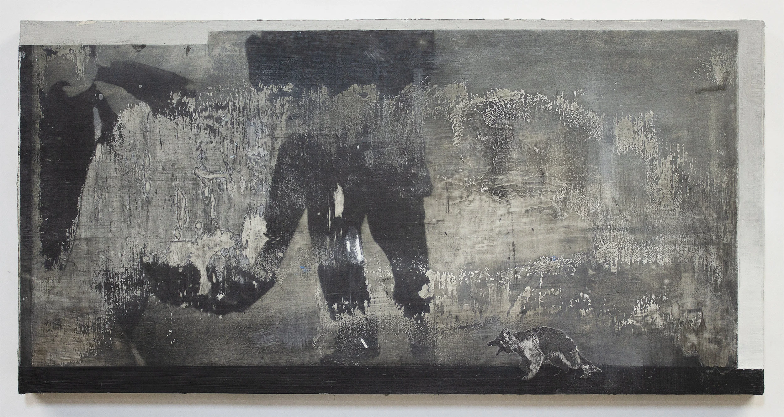 Protect Him. 2018 / 12"x24" Acrylic, Charcoal, Ink Oil, and Print on wood Panel
