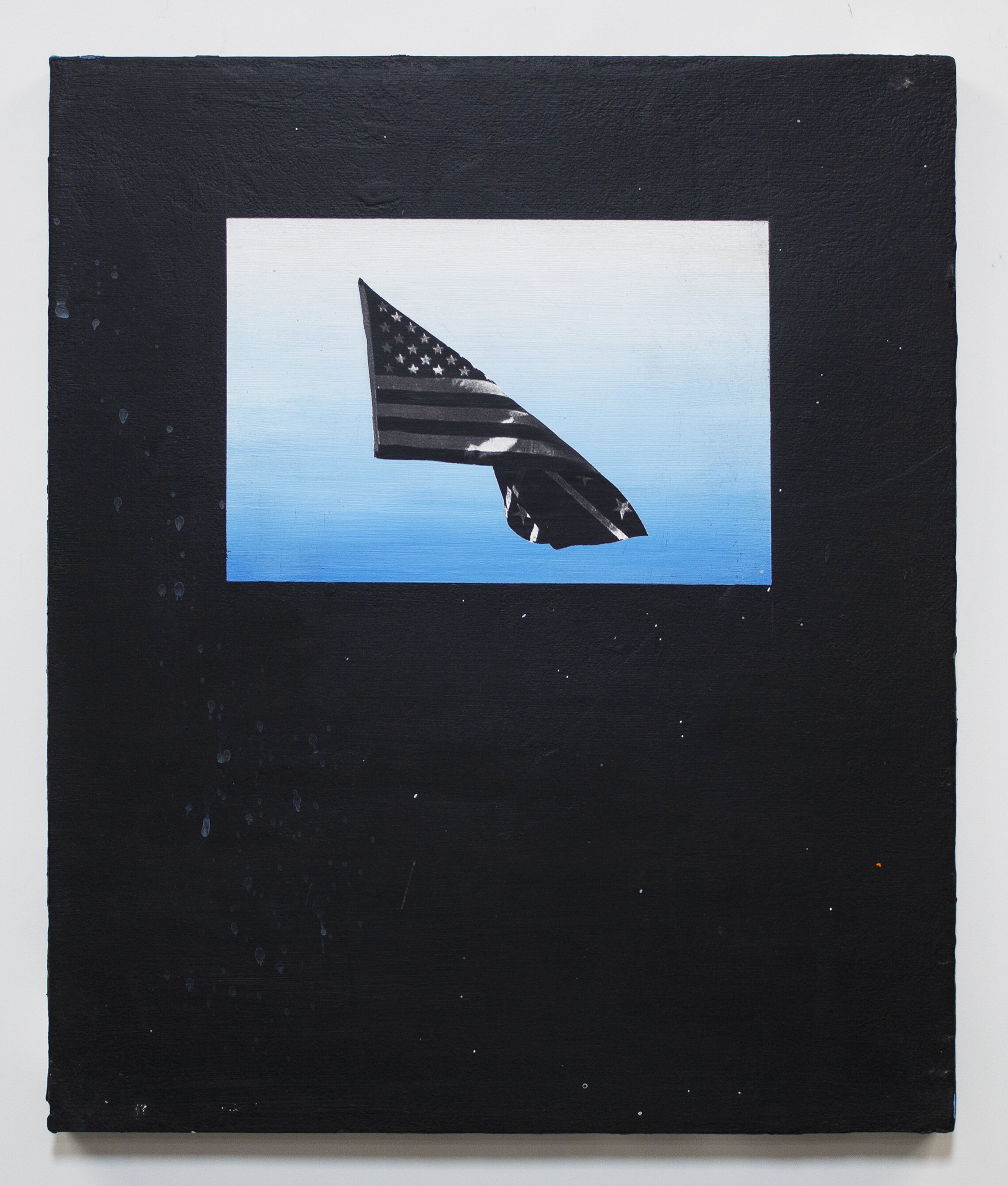  Home of the Brave  2019 / 24"x20"  Acrylic, Charcoal, Ink, and Digital Print on wood panel 