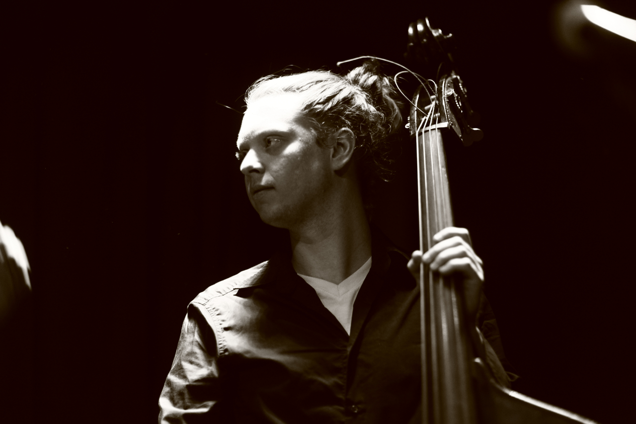 Nate Allen on bass in Maya Solovey Band - Photo by Bernard McWilliams