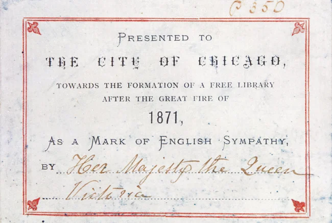 Queen Victoria Bookplate - photo from Chicago Public Library web site