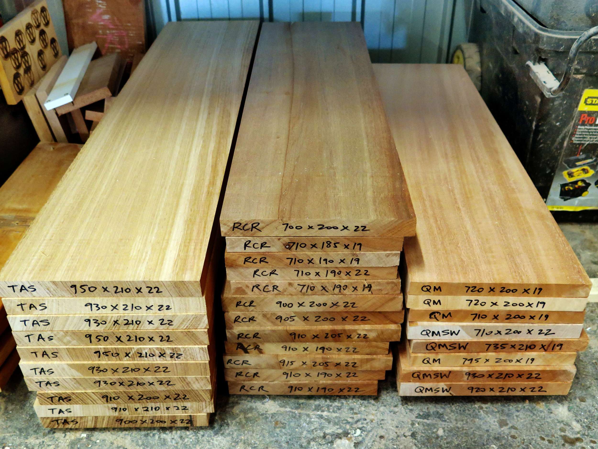 Dressed eco blanks ready for shaping