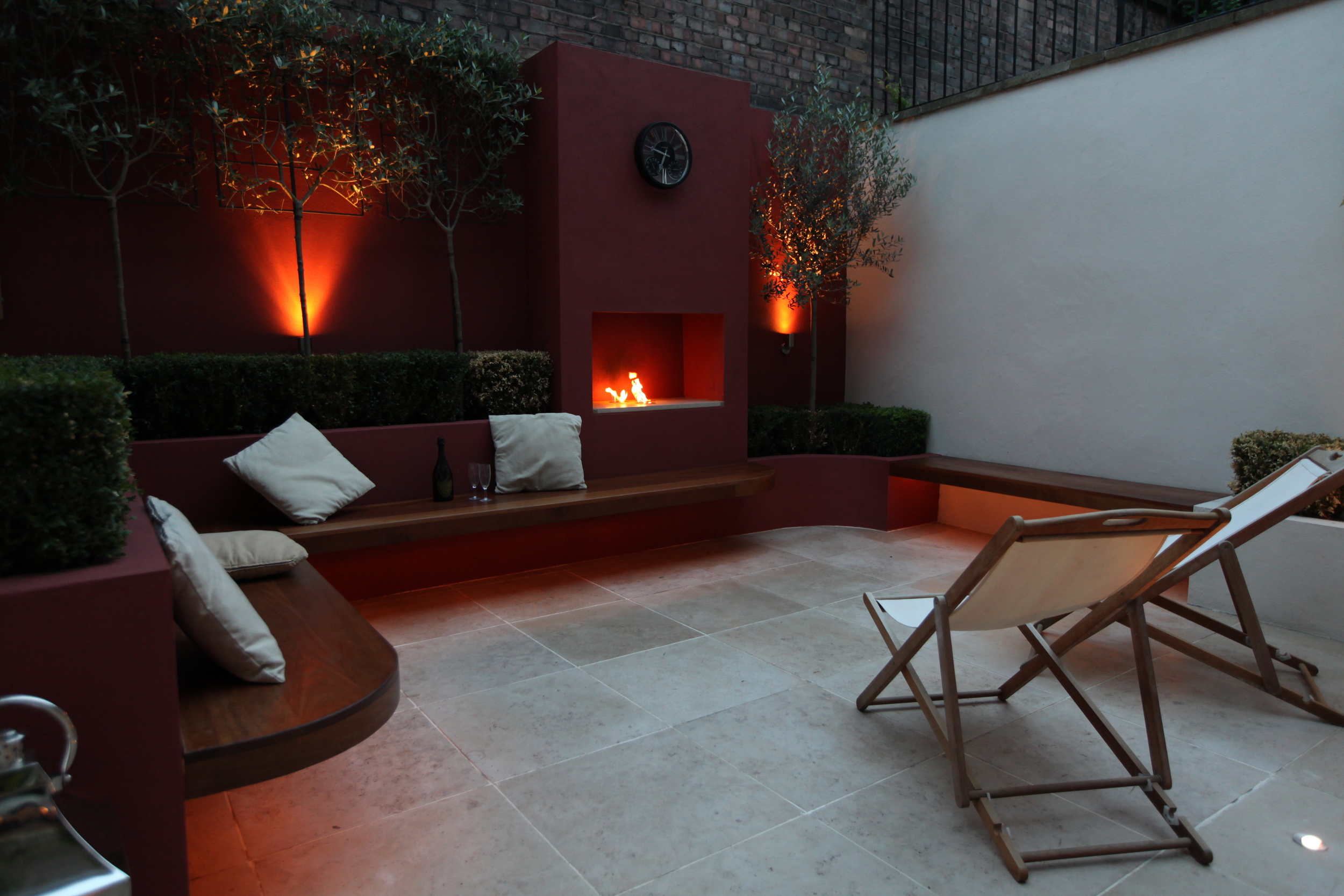 Low maintenance garden ideas in Islington with fire and terrace