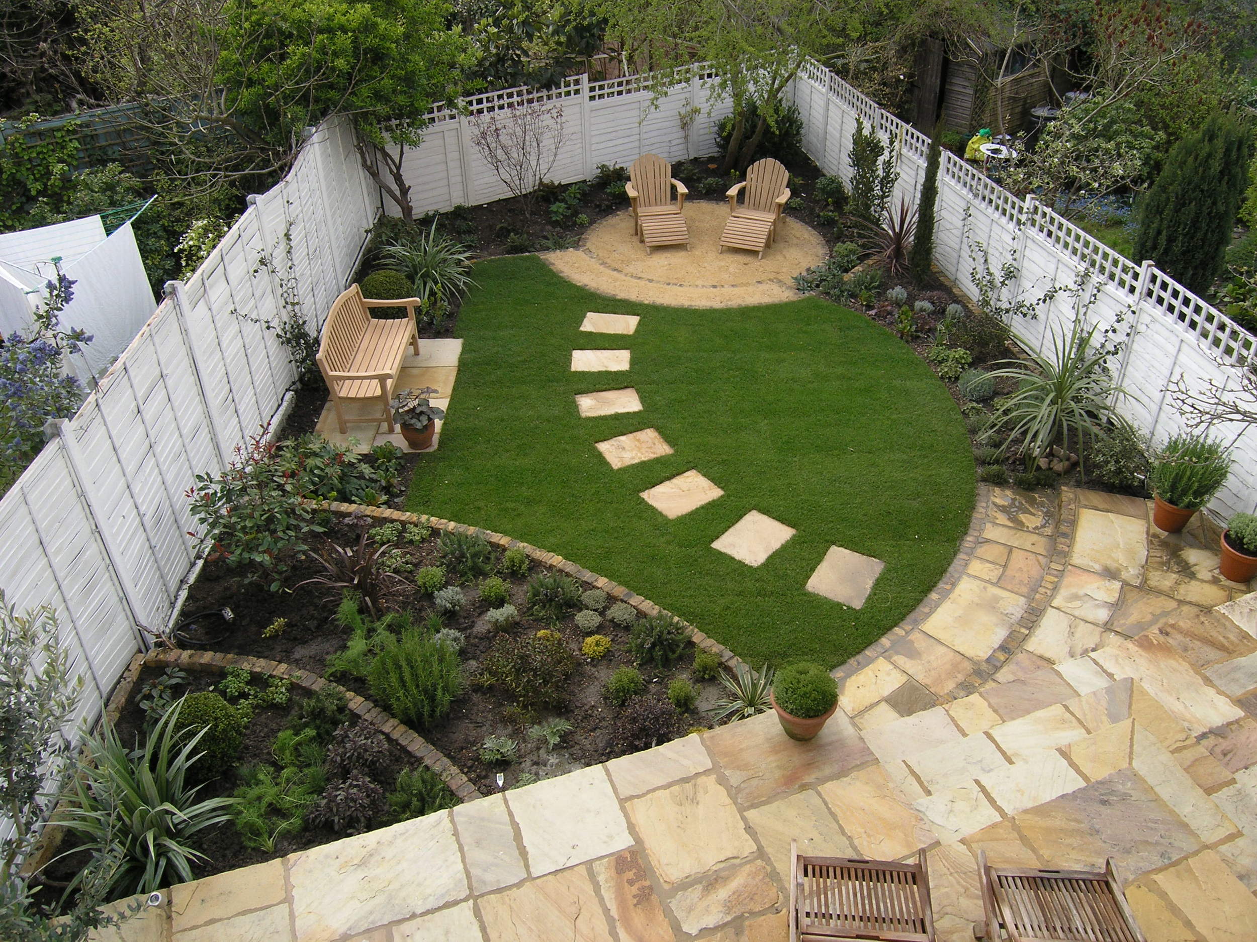 Unusual shaped garden design makeover in Muswell Hill