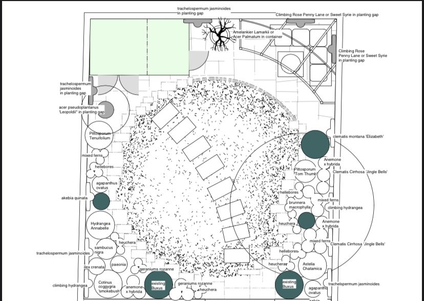 Bespoke planting plan for a family friendly garden in North London