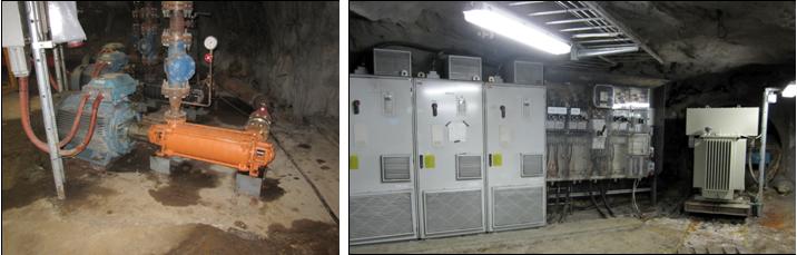 Pumpstationen på 400 metersnivån med tillhörande ställverk