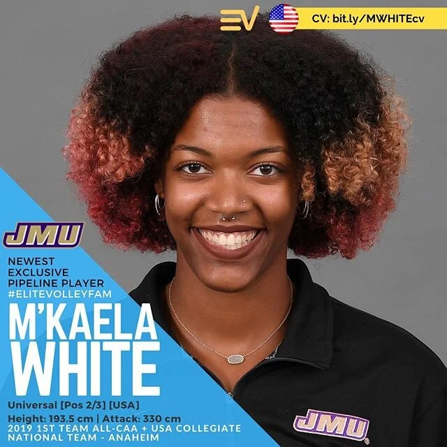New 193cm UNIVERSAL (Pos2/3)  touches 330cm ☁️🚀☁️... #EliteVolleyPipelinePlayer #MKaelaWhiteVolley has joined the #EliteVolleyFam and was part of the @usavolleyball @usavwnt U23 team in Anaheim at @ascanaheim  this past summer. (Not a Secret? She to