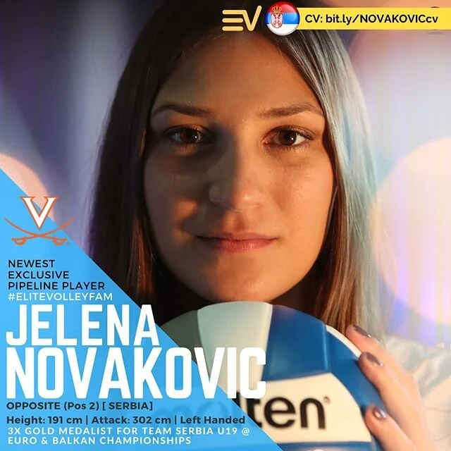 New 191cm Pos 2 Opposite #EliteVolleyPipelinePlayer
👉 #JelenaNovakovicVolley from @uvavolleyball has joined the #EliteVolleyFam .
@pennstatevball alumna... European and Balkan champion U19 3x! 
Welcome / Dobro do&scaron;li @jelena_novakovic7 we can&