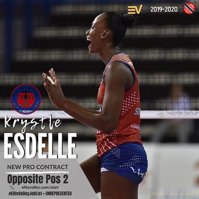 Krystle ESDELLE (TTO) 190cm OPPOSITE inks Italian @legavolleyfemminile deal with @polisportivadueprincipati in A2 and in just 4 matches &amp; 16 sets has landed in the top 10 point scorers with 95 points (5.95pts/set) vs.

@fvgiovani 
@trentino_rosa 