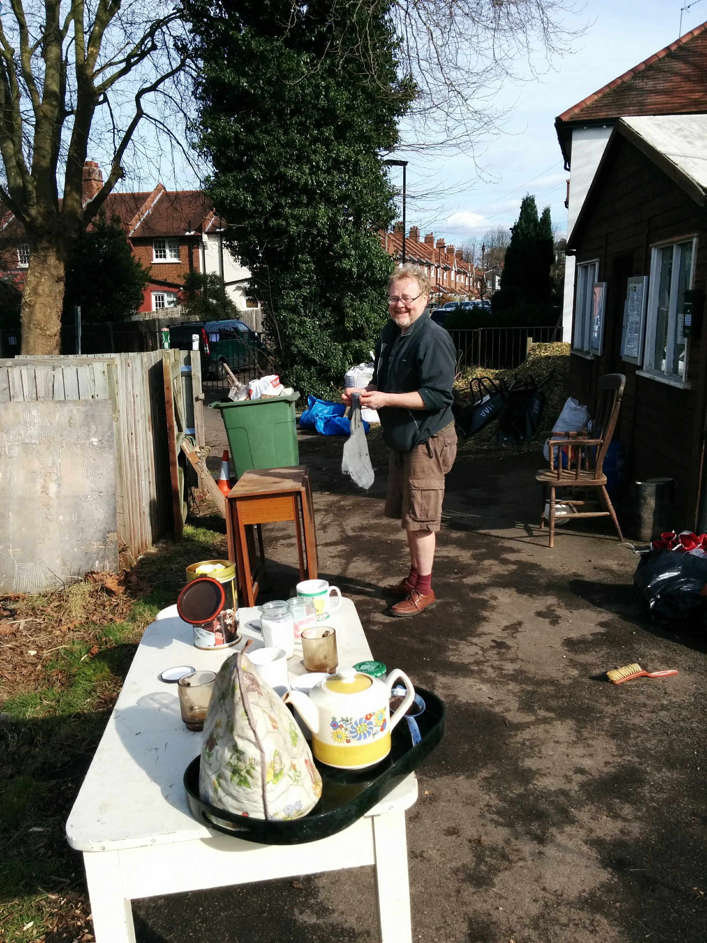 Geoff cleaning up the shed