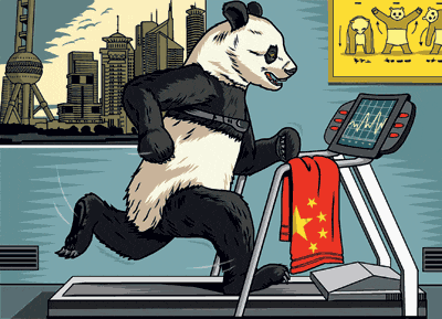 A running panda