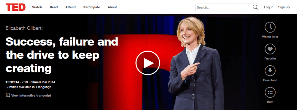 Elizabeth Gilbert in the TED talk