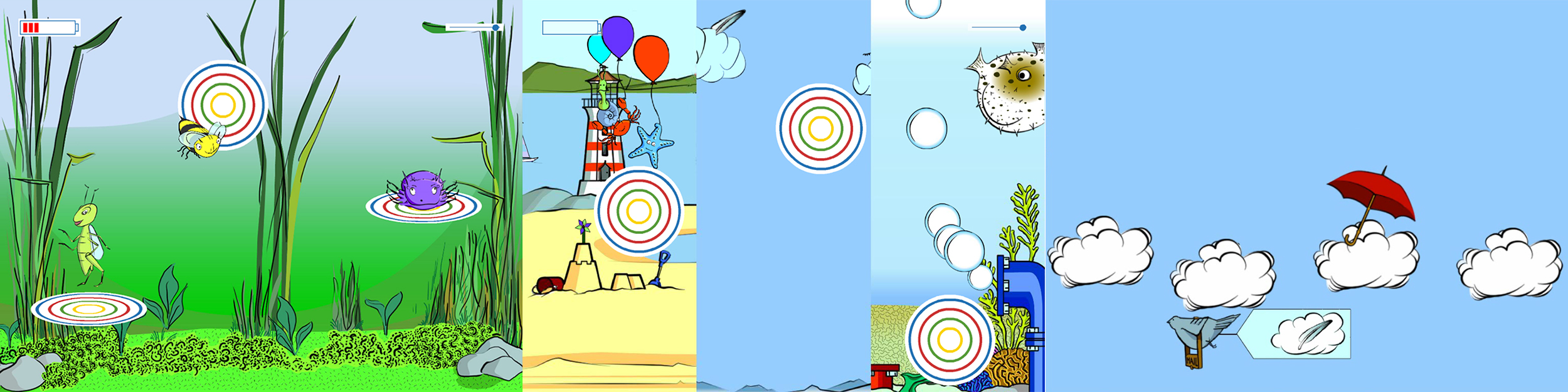During the session children played following 3 digital games: PAKABO Bungee bugs , Robbie the Rocket and PAKABO memory .