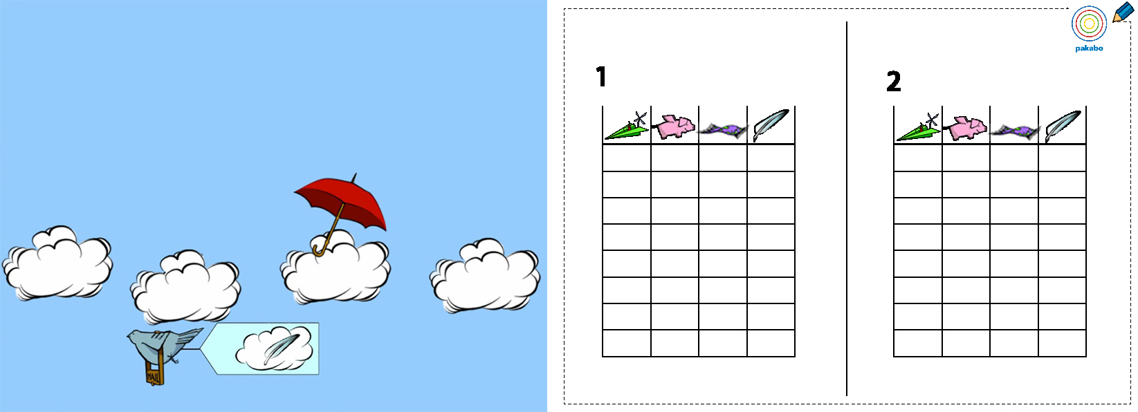 For memory game a sheet with all 4 objects were created.