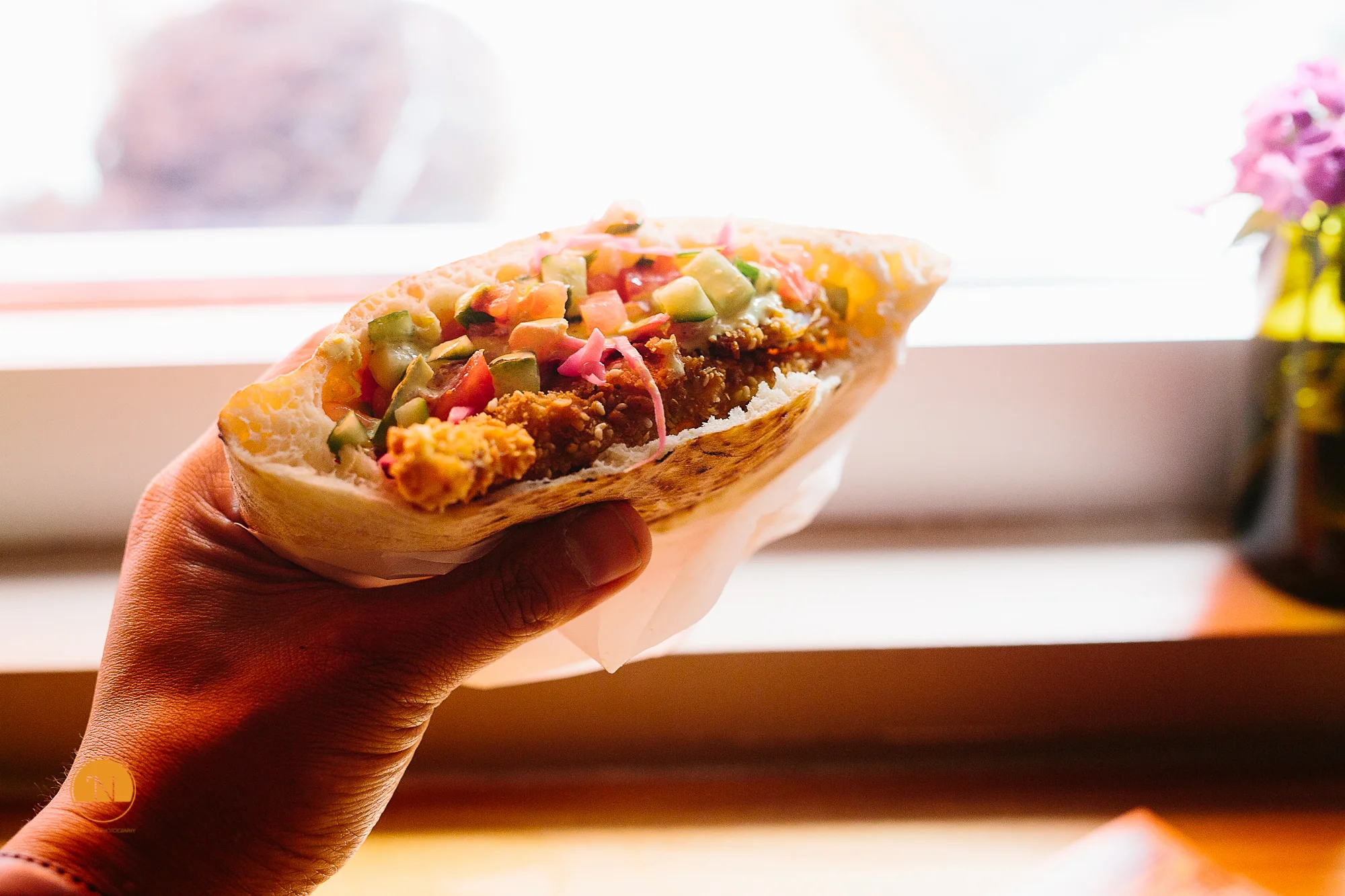 Special soft shell crab pita from Dizengoff on Sansom Street