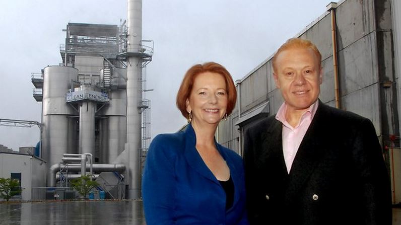 Julia Gillard, former Prime Minister of Australia, and Anthony Pratt at the official opening of the clean energy plant at Coolaroo, Victoria