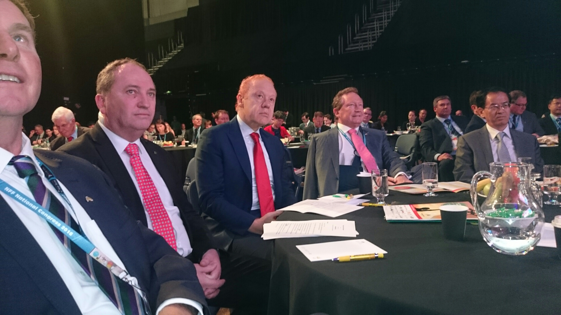 With Deputy Prime Minister Barnaby Joyce and mining magnate Twiggy Forest at National Farmers Federation 2016 Congress