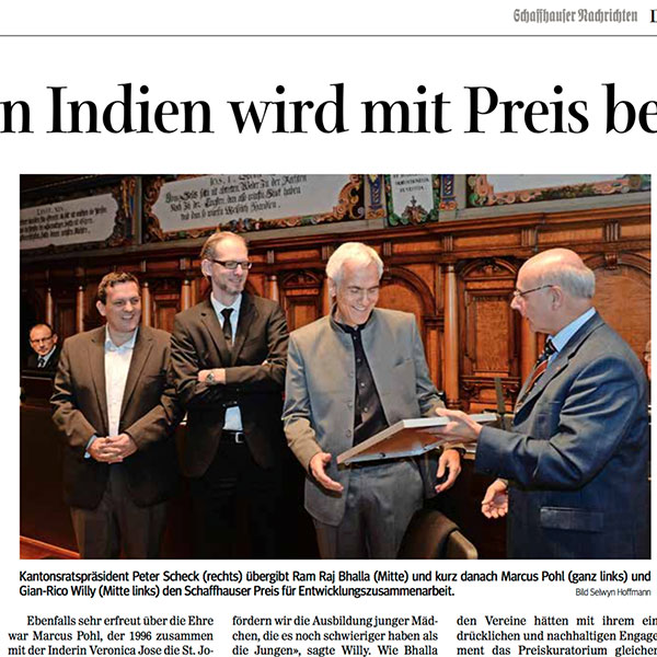 Schaffhauser Preis für Entwicklungszusammenarbeit