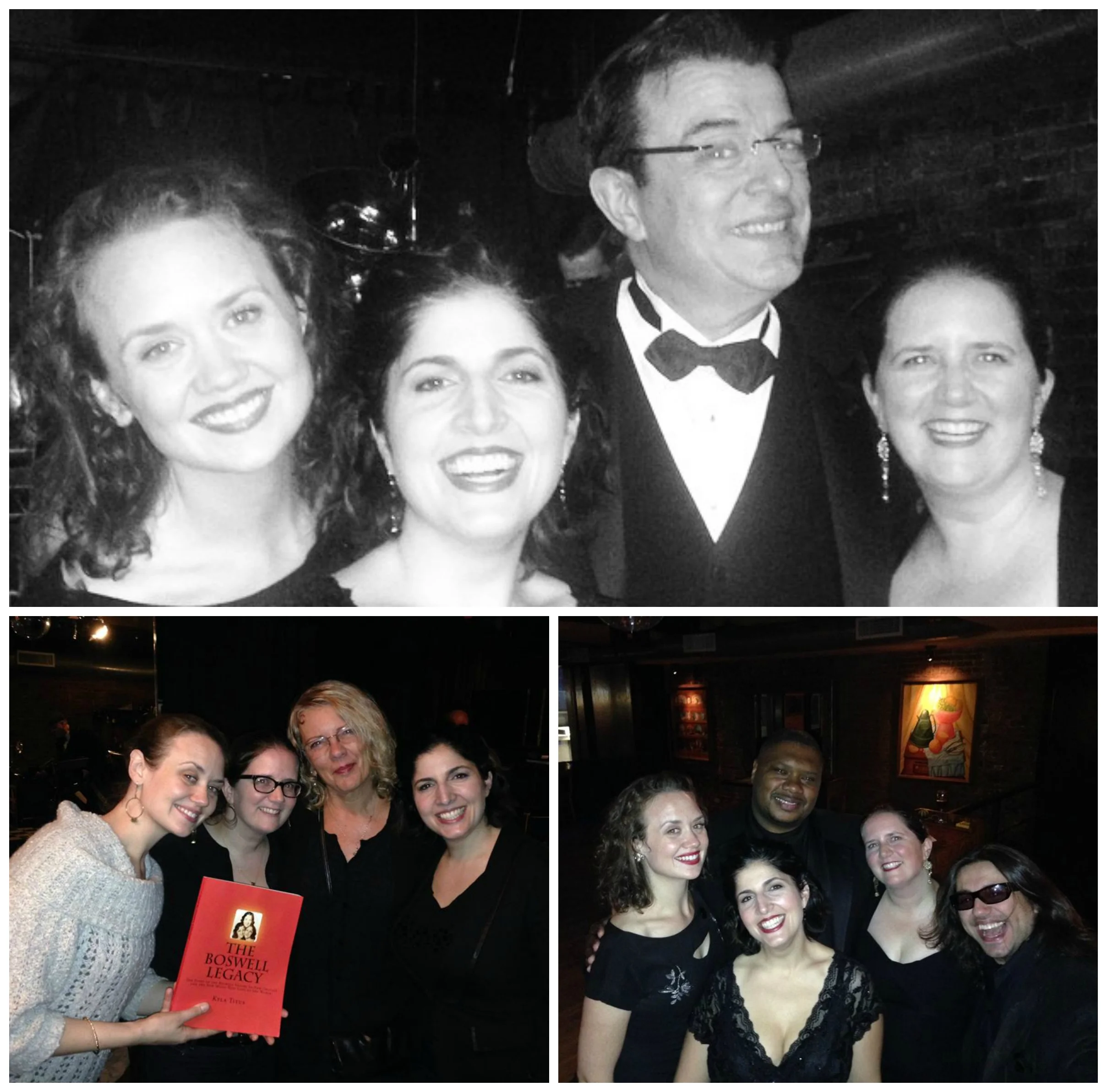 Top: DUCHESS with Vince Giordano; Bottom left: DUCHESS with Kyla Titus, Vet Boswell's granddaughter and the author of "The Boswell Legacy"; Bottom Right: DUCHESS with trombone star and vocalist Wycliffe Gordon and nightlife impresario Michael "Misha" Katsobashvili