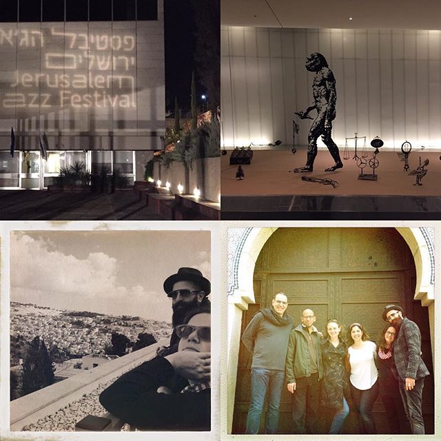 Bottom left: Amy with artistic director and trumpet player extraordinaire, Avishai Cohen. Bottom right: festival director Eyal Sher, pianist Edward Simon, DUCHESS, and Avishai Cohen.