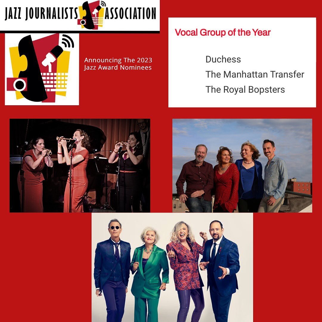 🥂Thank you, @jazzjournalists, for including us in the nominees for Vocal Group of the Year; we will always thrill at seeing our name among @themanhattantransfer &amp; @royalbopsters! 
.
Thank you to everyone who listens to, loves, &amp; supports voc
