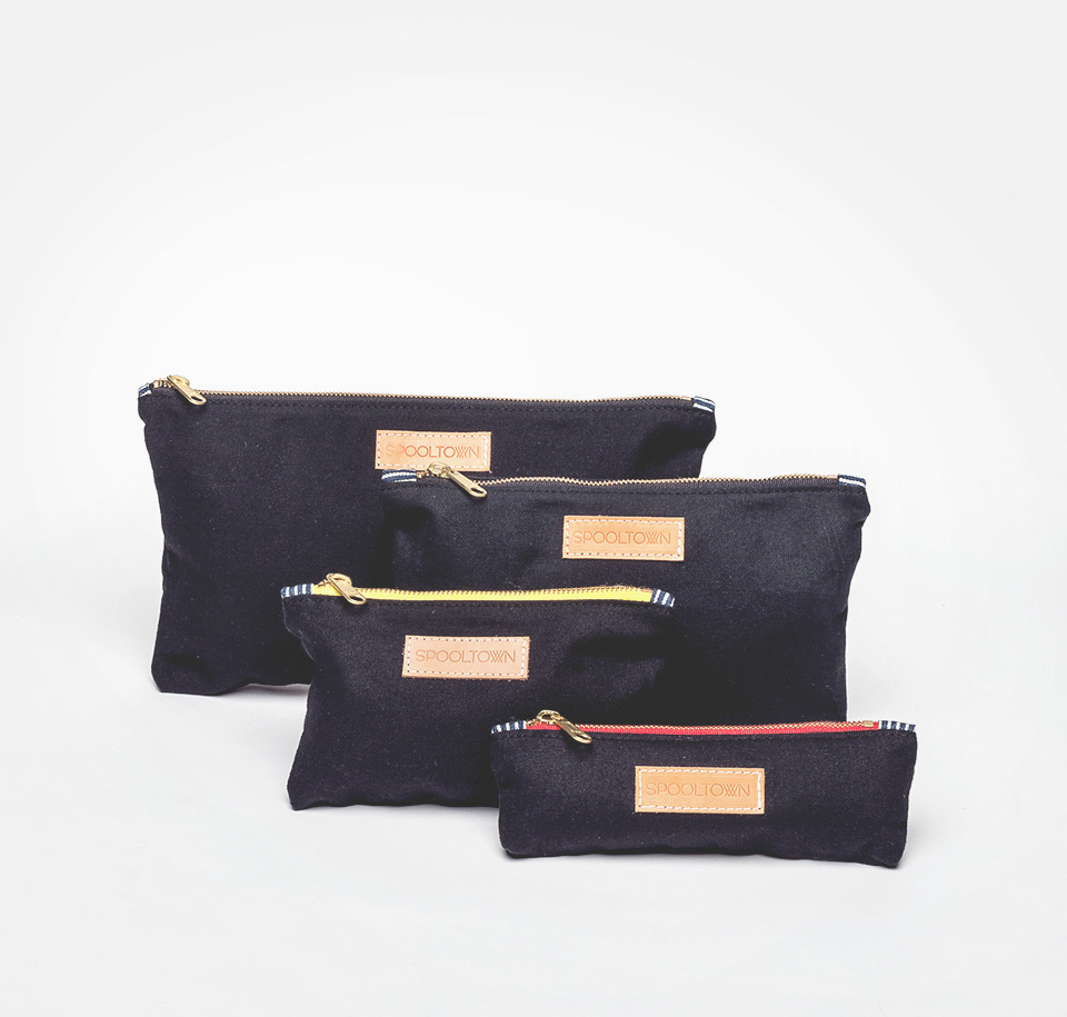 Canvas Zipper Pouches - Black Canvas — Spooltown