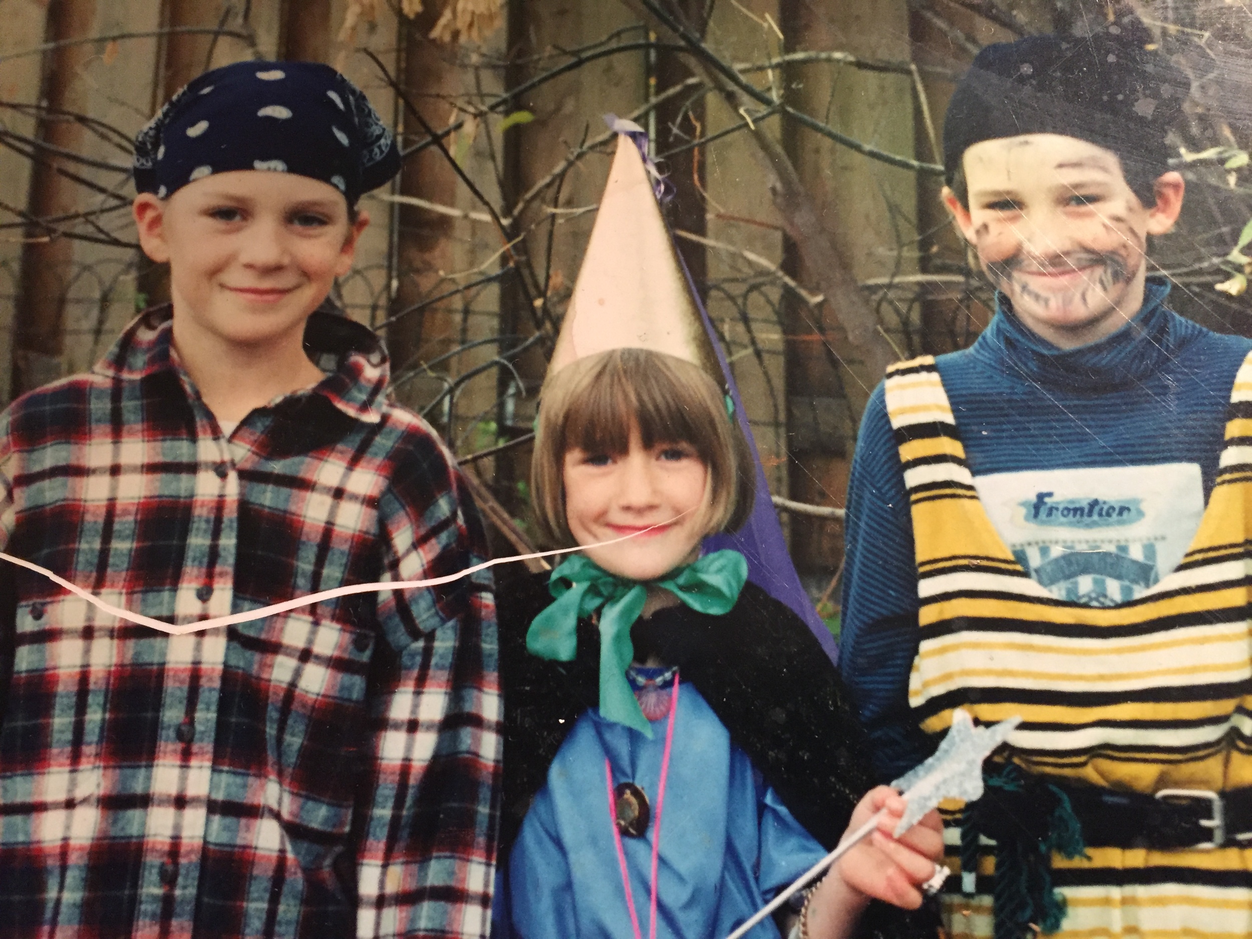 My children are grown now, but this photo reminds me of a time I thought myself a good mother. Lately, I am doubtful of this, but somehow this photograph holds hope in their innate beauty and goodness. Dressed up for halloween, they sit on my desk like mischievous muses.