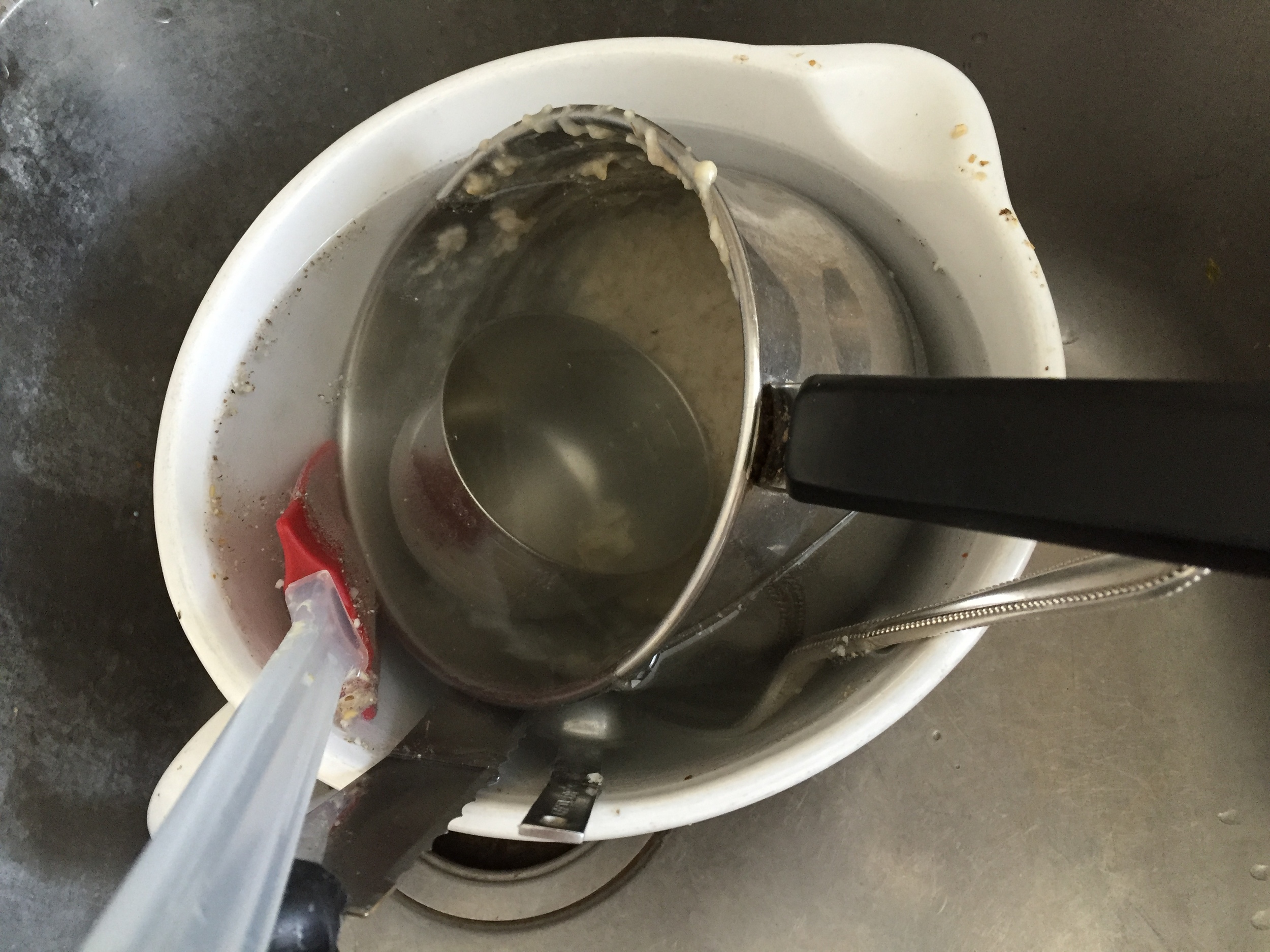 Soak the dishes, do the dishes, leave the dishes? Am I more attached to a tidy kitchen or to being able to leave things for later? After a long time staring at the dishes, I realize I have no preference, so, as a kindness to my husband, I do them. Peaceful. 
