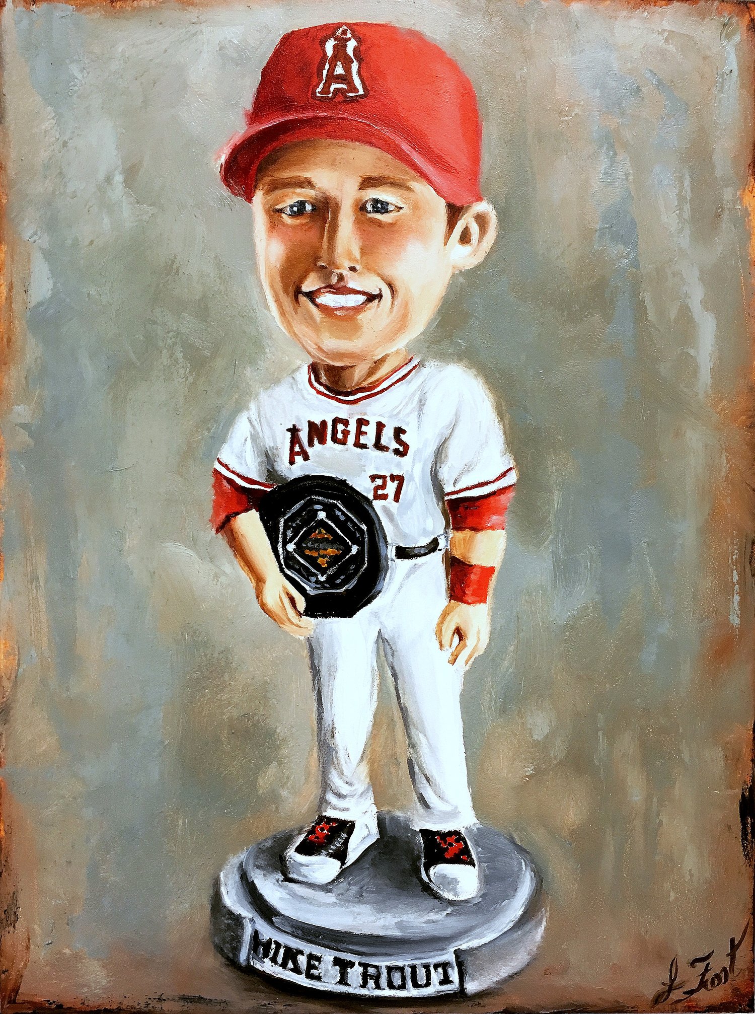 2002 Angels World Series Cap Canvas by Lindsay Frost - Art of the Game