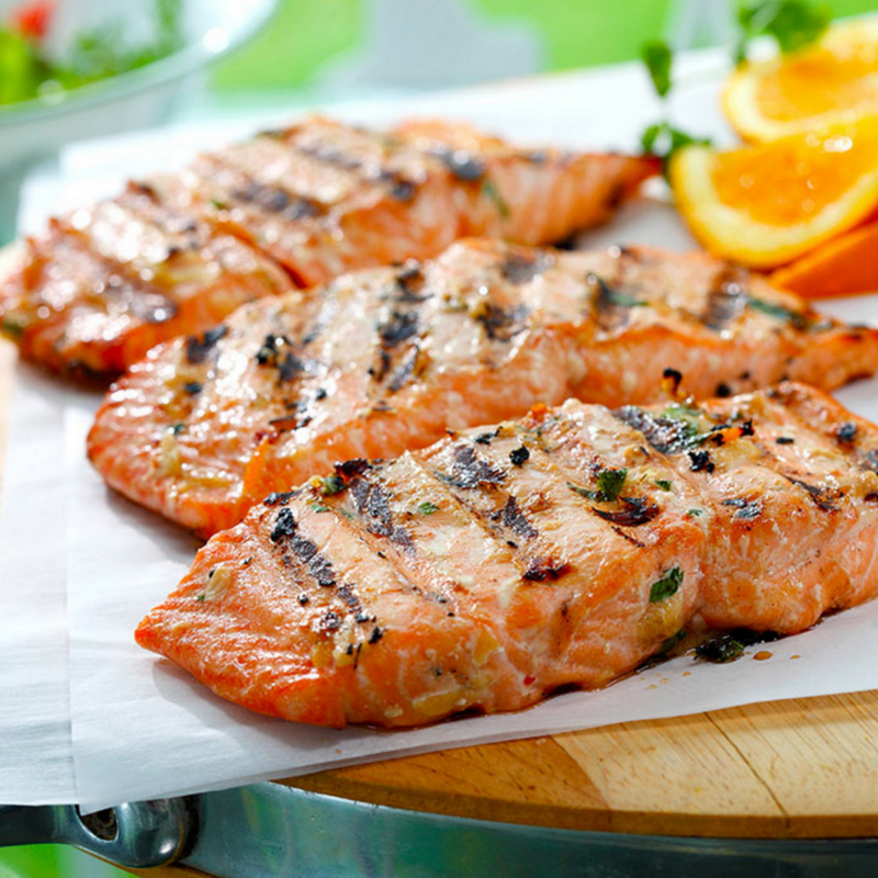 Asian Orange Soy Marinated Salmon recipe courtesy of CanolaInfo