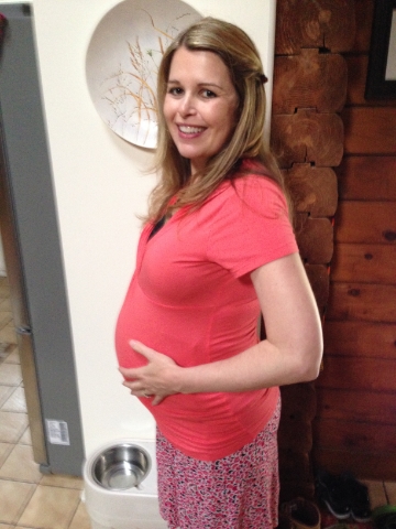 35 Weeks along!!! Baby G is as big as a very large cantaloupe and probably weighs about 6 pounds!!!