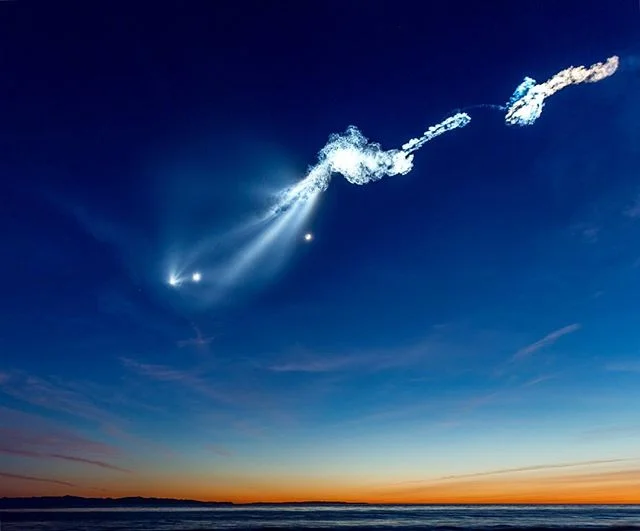 The ultimate sky show... a Falcon 9 rocket and her payload blasting out of our atmosphere this evening