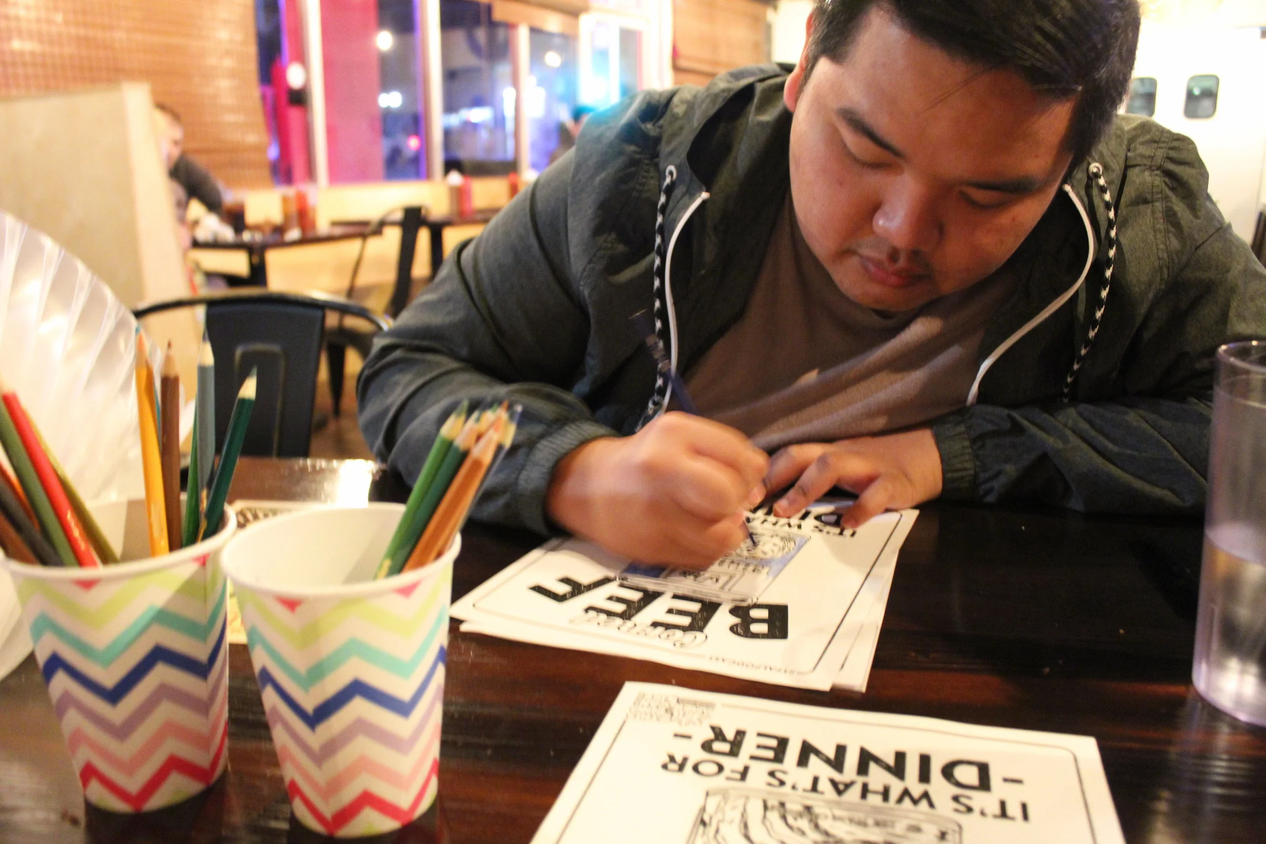 Ivan Ortuoste coloring his troubles away at the event.