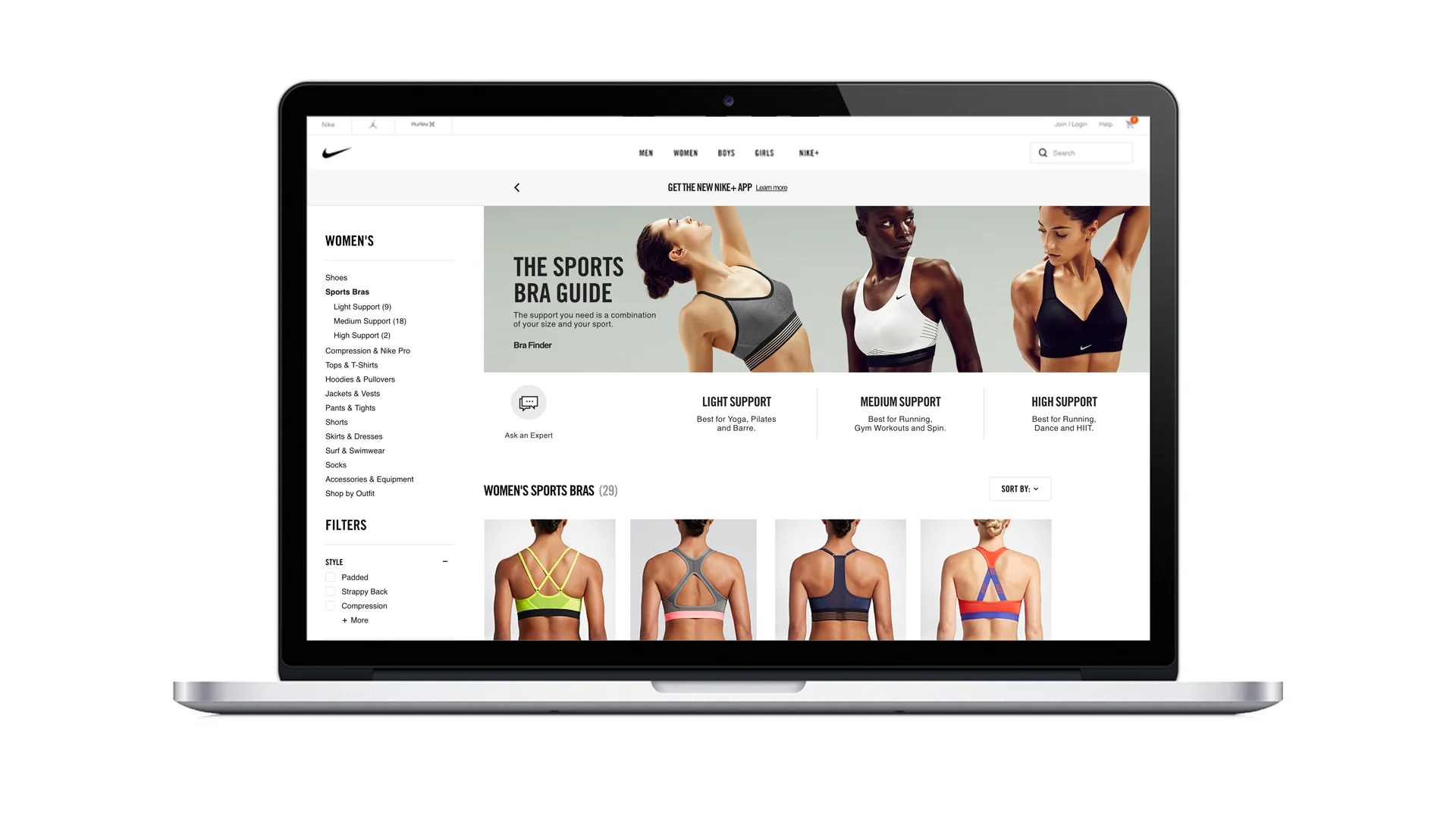 nike bra finder