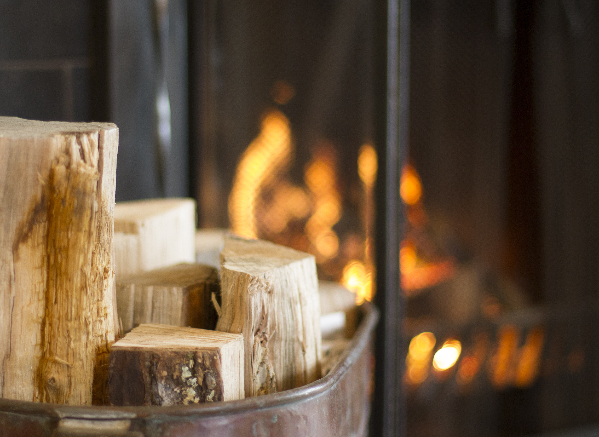 Wood burning fireplace