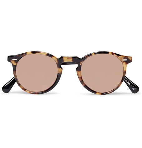 OLIVER PEOPLES Gregory Peck Round-Frame Two-Tone Tortoiseshell Acetate Sunglasses