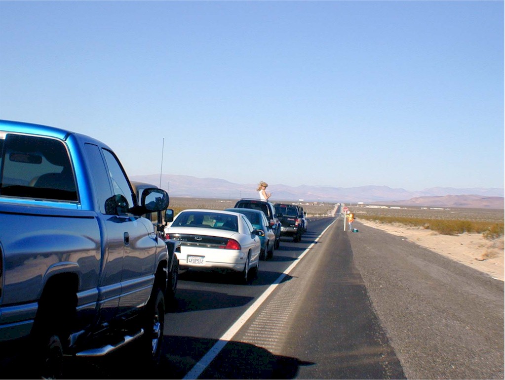 The caravan is halted for some imaginary obstruction.