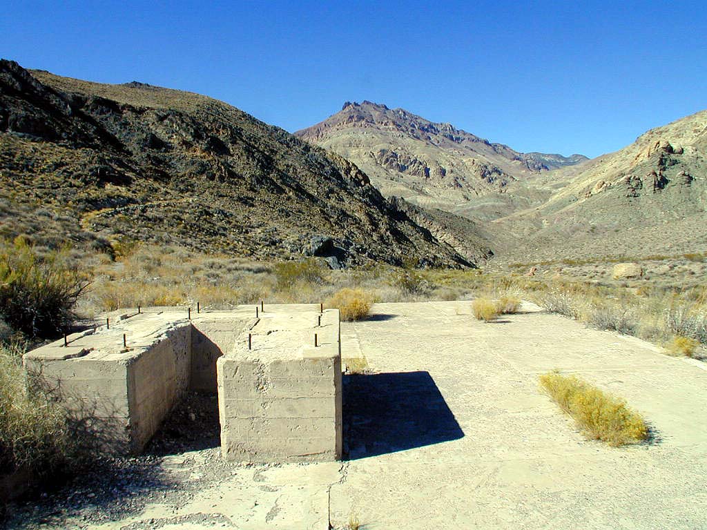 One of the many building foundations remaining