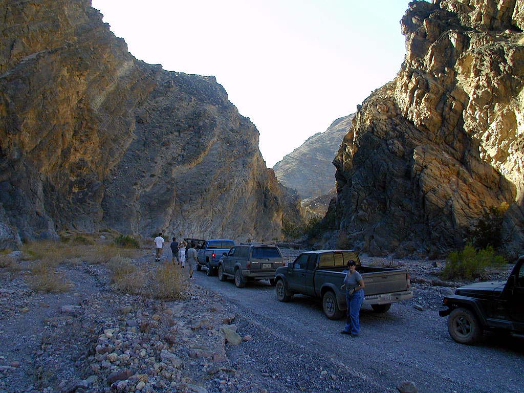 Stopping for a cool break in Titus Canyon