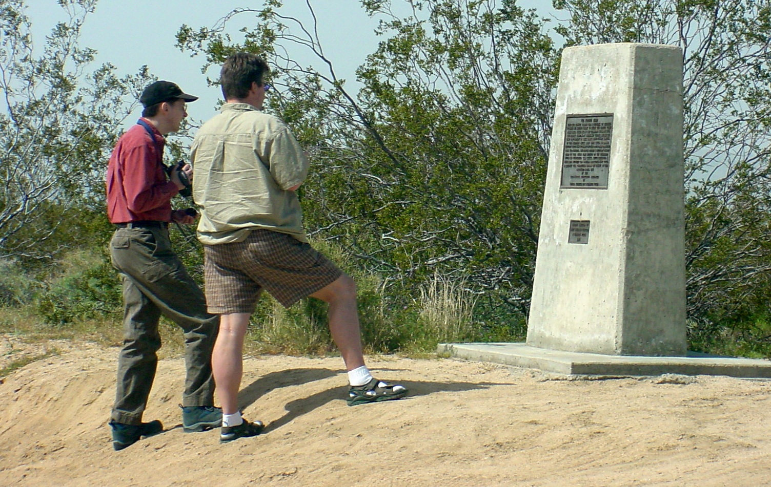 Joe and Mike examine the old Mojave Road