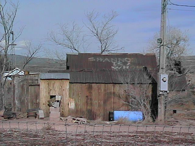 Shed with graffiti