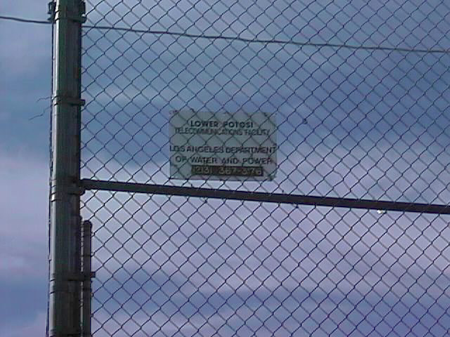 Lower Potosi Telecommunications Facility Los Angeles Department of Water and Power (213)367-3176 "