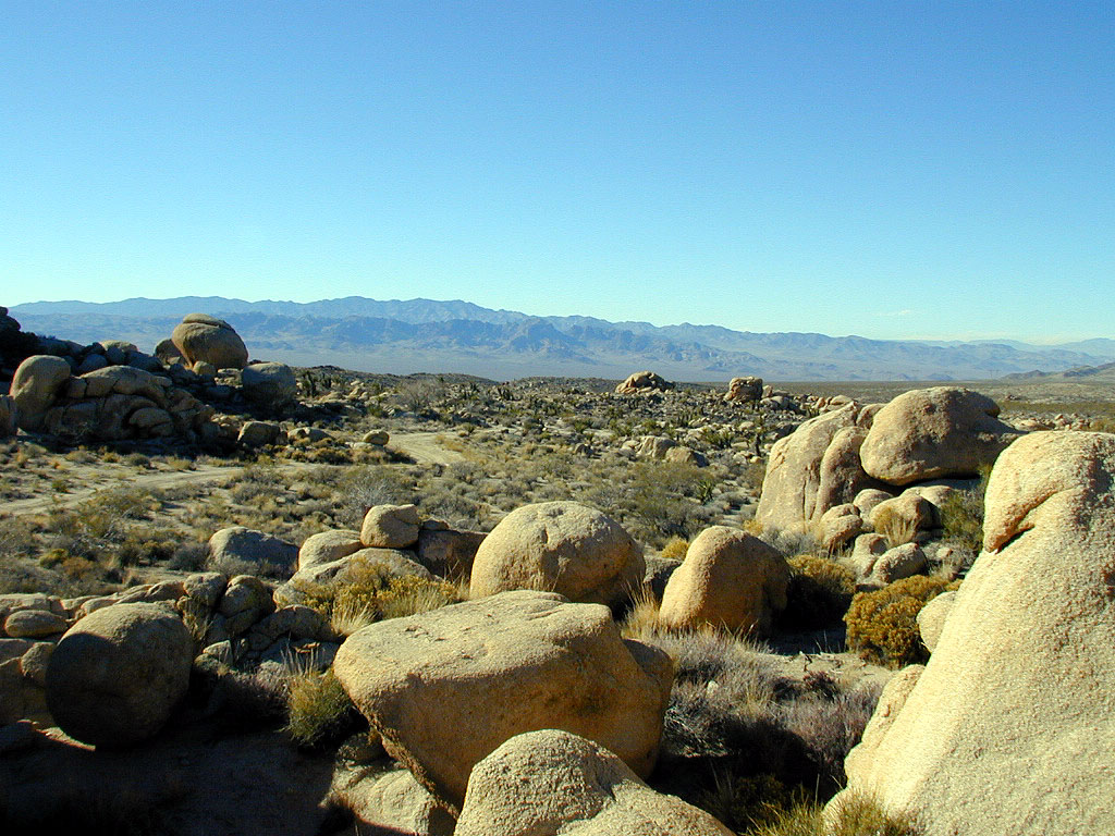Field of boulders. They were all rounded and made of a strange rocky, yet crunchy, material.