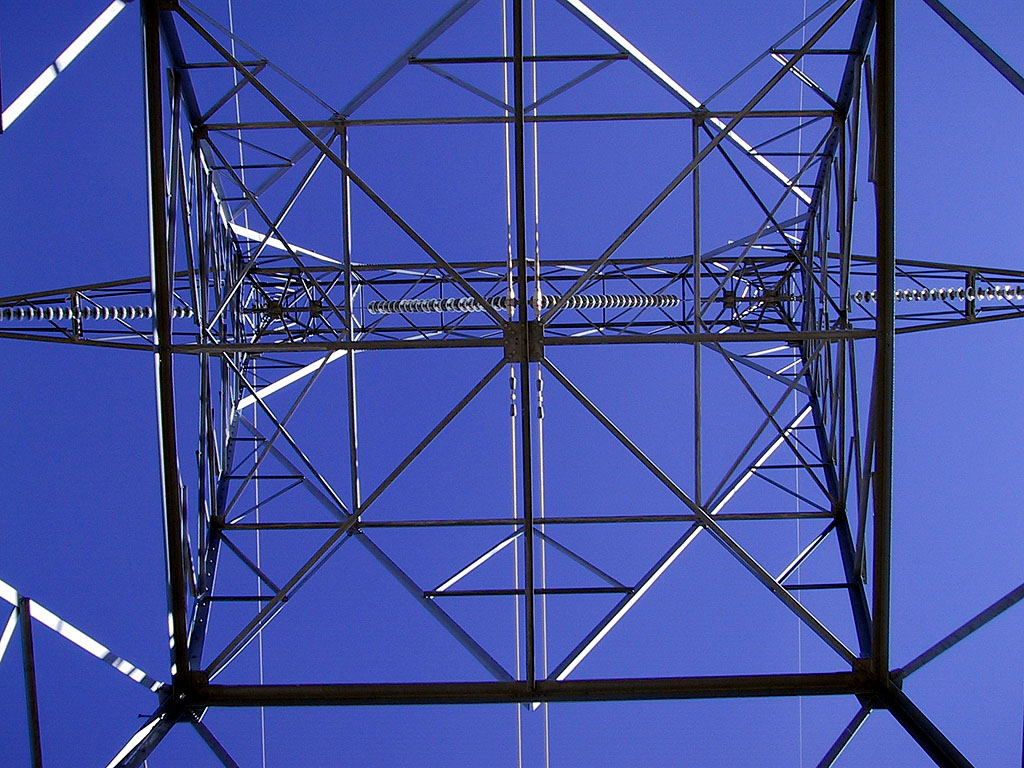 Ever wonder what the inside of a big power-line tower looks like? Wonder no more.